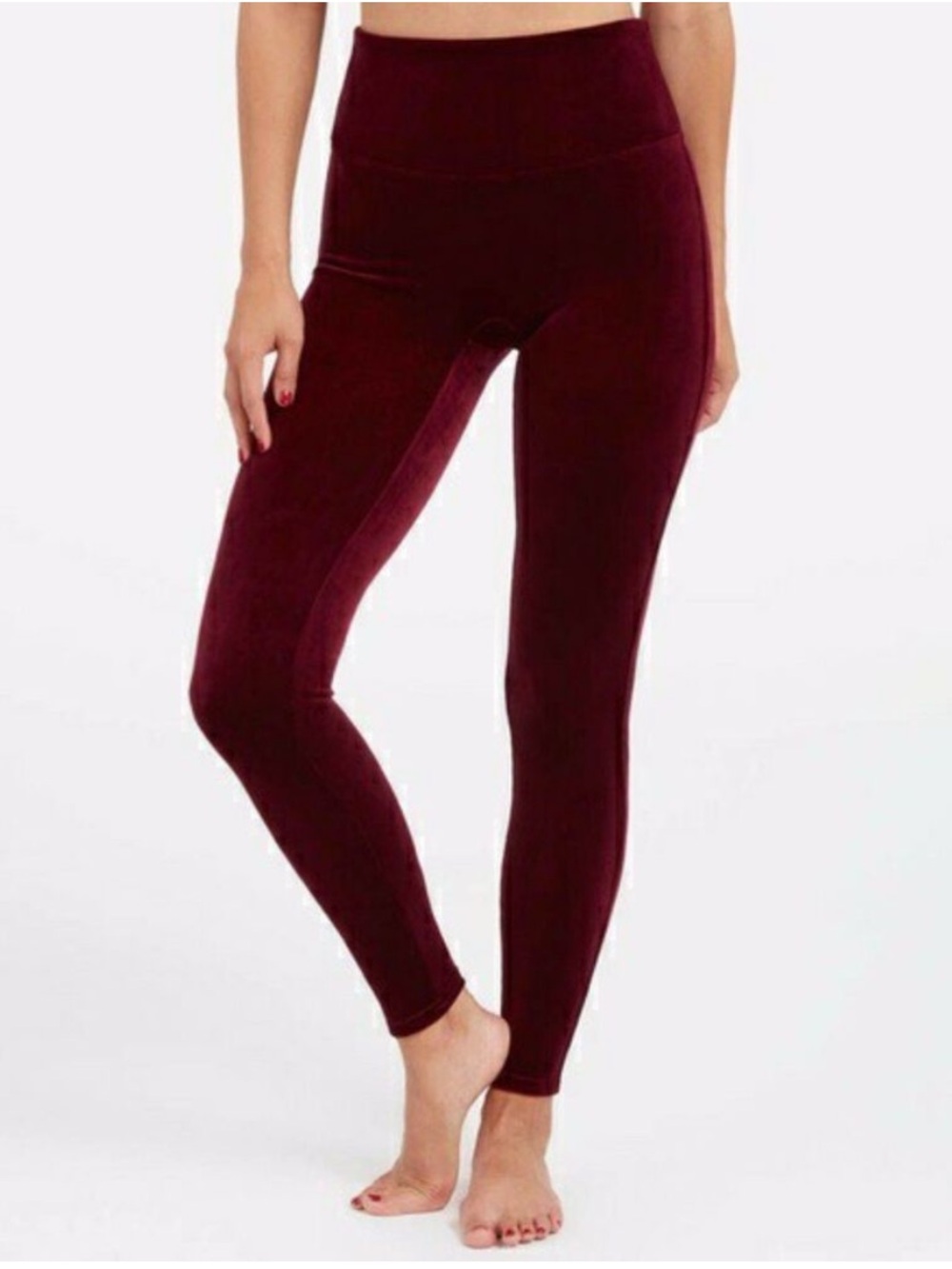 SPANX Velvet Leggings Burgundy Maroon Size XL